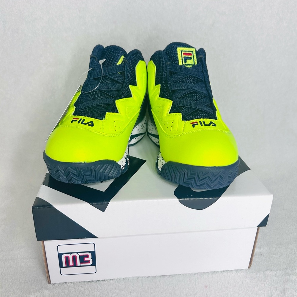 Fila Kids' Bright Yellow and Dark Blue Sneakers Size 9 Toddler